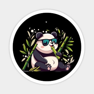 cute Panda Eating Bamboo Wear sanglasses Magnet